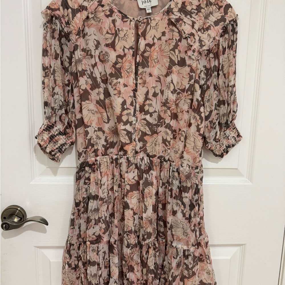 Joie Floral Pink and Brown Mini Dress